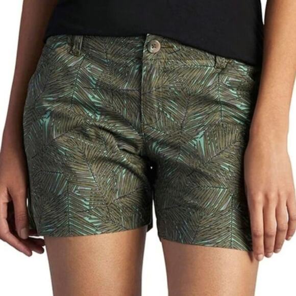 Lee midrise fit Women's Palm Tree Green Tropical Jungle Shorts 6" inseam size 10 - Picture 1 of 9